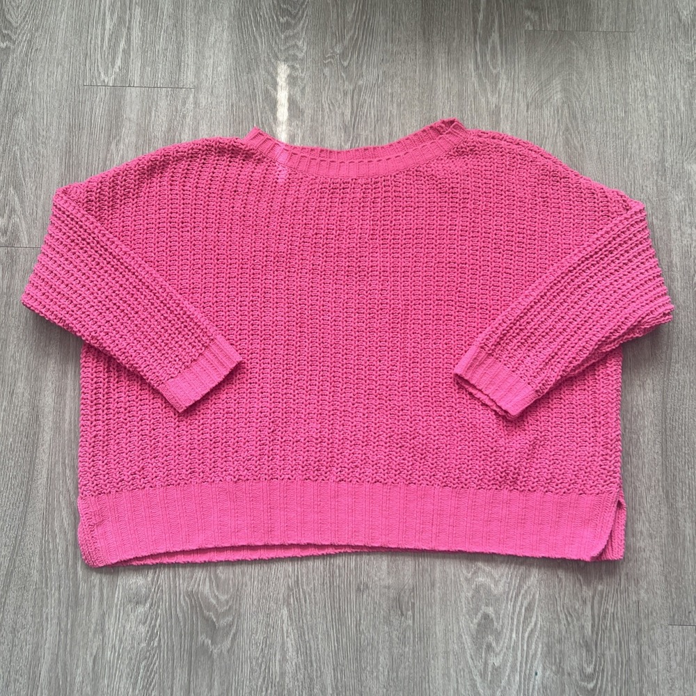 American Eagle Pink Oversized Cable Knit Pullover Sweater Feminine Barbiecore M